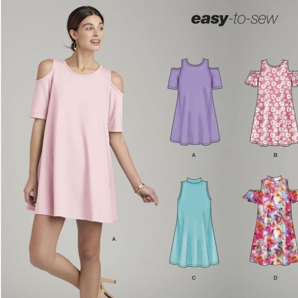 Simplicity D0668 / 8383 - Misses' Knit Trapeze Dress Pattern Sizes 6 - 14 - Picture 1 of 4